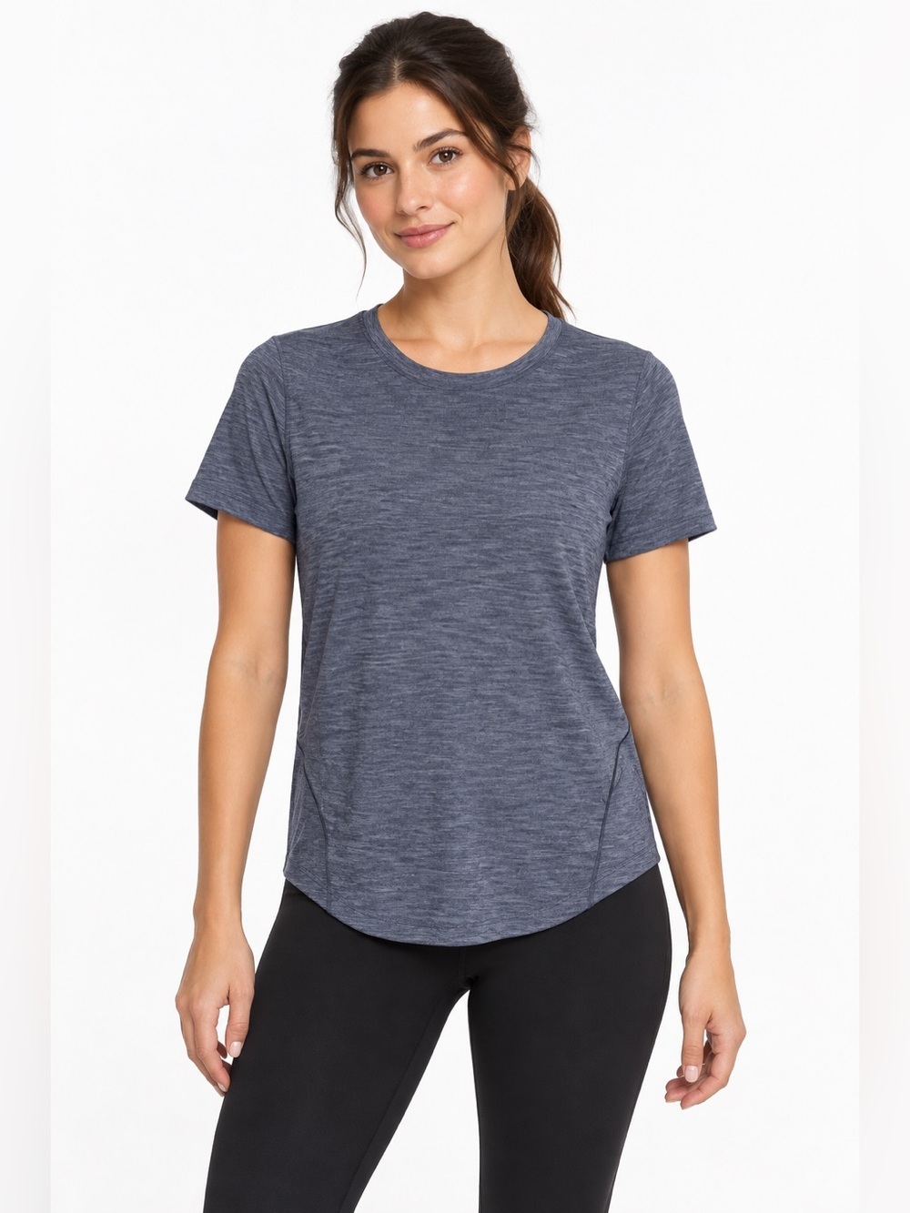 Lululemon Long Distance Short Sleeve Athletic Top in Heather Blue Size 4